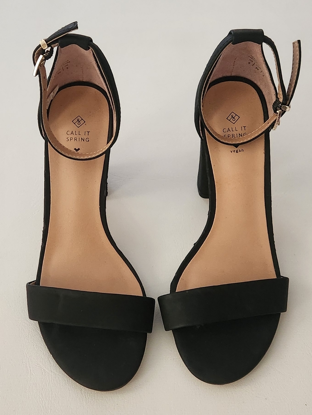 Call It Spring Black Open-Toe Ankle-Strap Block Heels